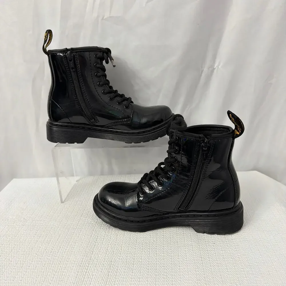 Dr Martens Boots Girls Size 13 Black Patent Leather Zipper Kids 1460 J Youth